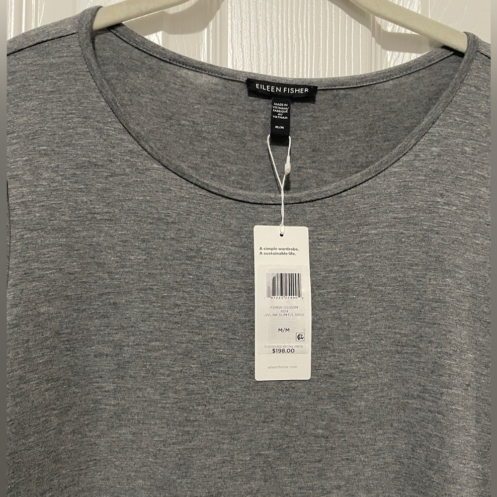 NWT Eileen Fisher Fine Jersey Jewel Neck Dress - Picture 8 of 8
